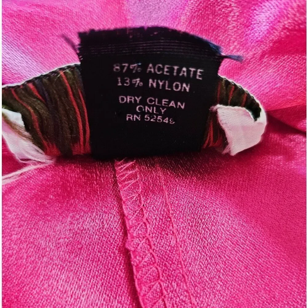 Vintage Forenza 80s Retro Fuchsia Satin Oversized Duster Yoked Waist Pant Set 10